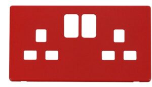 Click Definity 2 Gang 13A Switched Socket Cover Plate Red