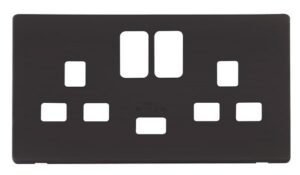 Click Definity 13A 2G Switched Socket With 2.1A Usb Charger Cover Plate Black