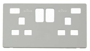 Click Definity 13A 2 Gang Switched Socket With Twin 2.1A Usb Charger Cover Plate