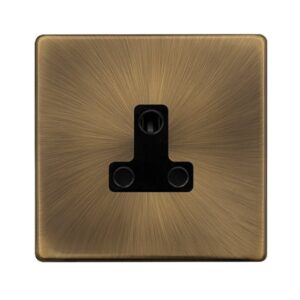 Click Definity Complete 5A Round Pin Socket Antique Brass Cover Plate Black Insert