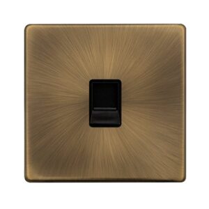 Click Definity Complete Single Telephone Master Outlet Antique Brass Cover Plate Black Insert