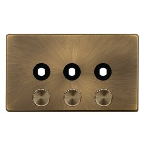 Click Definity Complete 3 Gang Unfurnished Dimmer Plate & Knobs Antique Brass