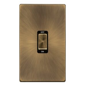 Click Definity Complete 50A Ingot 2 Gang Double Pole Switch Antique Brass Cover Plate Black Insert