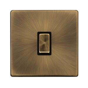 Click Definity Complete 20A Ingot Double Pole Switch Antique Brass Cover Plate Black Insert