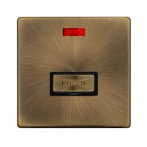 Click Definity Complete 13A Ingot Fused Connection Unit With Neon Antique Brass Cover Plate Black Insert