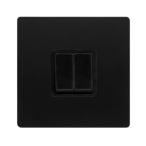Click Definity Complete 10Ax Ingot 2 Gang 2 Way Switch Matt Black Cover Plate Black Insert