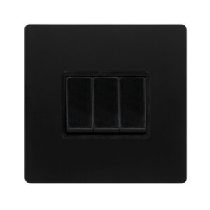 Click Definity Complete 10Ax Ingot 3 Gang 2 Way Switch Matt Black Cover Plate Black Insert