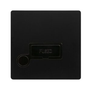 Click Definity Complete 13A Fused Connection Unit With Optional Flex Outlet Matt Black Cover Plate Black Insert
