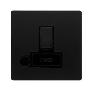 Click Definity Complete 13A Switched Fused Connection Unit With Optional Flex Outlet Matt Black Cover Plate Black Insert