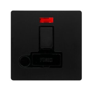 Click Definity Complete 13A Switched Fused Connection Unit With Neon & Optional Flex Outlet Matt Black Cover Plate Black Insert