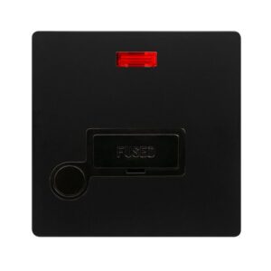 Click Definity Complete 13A Fused Connection Unit With Neon & Optional Flex Outlet Matt Black Cover Plate Black Insert