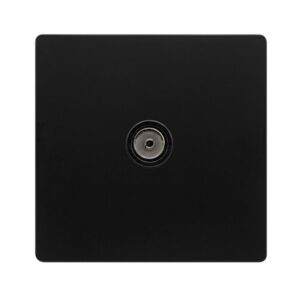 Click Definity Complete Single Non-Isolated Coaxial Outlet Matt Black Cover Plate Black Insert