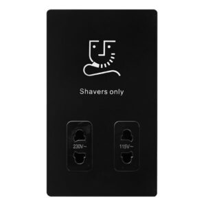 Click Definity Complete 115/230V Dual Voltage Shaver Socket Matt Black Cover Plate Black Insert