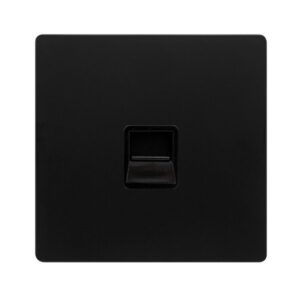 Click Definity Complete Single Telephone Secondary Outlet Matt Black Cover Plate Black Insert