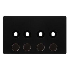 Click Definity Complete 4 Gang Unfurnished Dimmer Plate & Knobs Matt Black