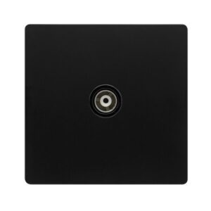 Click Definity Complete Single Isolated Coaxial Outlet Matt Black Cover Plate Black Insert