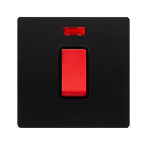 Click Definity Complete 50A 1 Gang Double Pole Switch With Neon Matt Black Cover Plate Black Insert