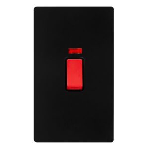 Click Definity Complete 50A 2 Gang Double Pole Switch With Neon Matt Black Cover Plate Black Insert