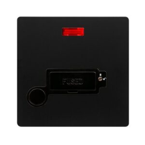 Click Definity Complete 13A Lockable Connection Unit With Neon & Optional Flex Outlet Matt Black Cover Plate Black Insert