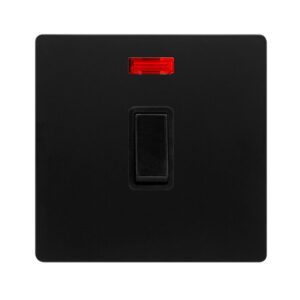 Click Definity Complete 20A Double Pole Switch With Neon Matt Black Cover Plate Black Insert