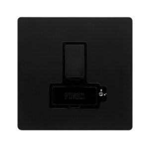 Click Definity Complete 13A Lockable Switched Fused Connection Unit Matt Black Cover Plate Black Insert