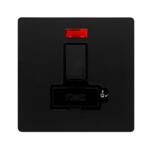 Click Definity Complete 13A Lockable Switched Fused Connection Unit With Neon Matt Black Cover Plate Black Insert