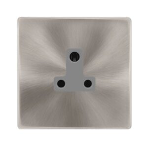 Click Definity Complete 5A Round Pin Socket Brushed Steel Cover Plate Grey Insert