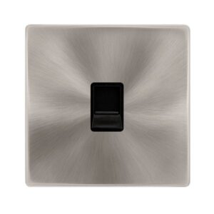 Click Definity Complete Single Telephone Master Outlet Brushed Steel Cover Plate Black Insert