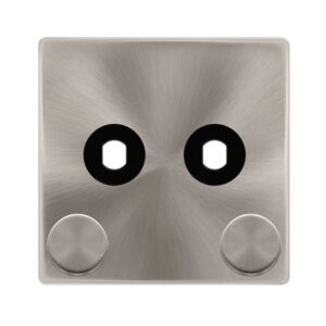 Click Definity Complete 2 Gang Unfurnished Dimmer Plate & Knobs Brushed Steel