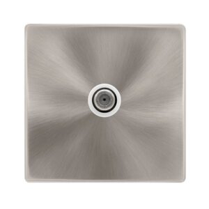 Click Definity Complete Non-Isolated Single Satellite Outlet Brushed Steel Cover Plate Polar White Insert