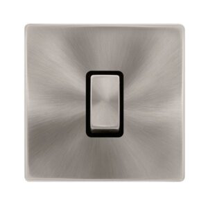 Click Definity Complete 10Ax Ingot 1 Gang 2 Way Switch Brushed Steel Cover Plate Black Insert