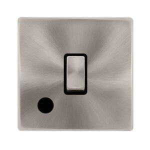 Click Definity Complete 20A Ingot Double Pole Switch With Flex Outlet Brushed Steel Cover Plate Black Insert
