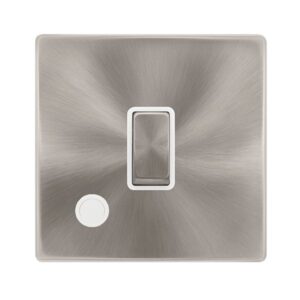 Click Definity Complete 20A Ingot Double Pole Switch With Flex Outlet Brushed Steel Cover Plate Polar White Insert