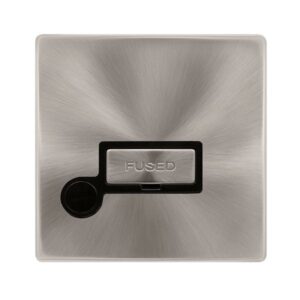 Click Definity Complete 13A Ingot Fused Connection Unit With Optional Flex Outlet Brushed Steel Cover Plate Black Insert