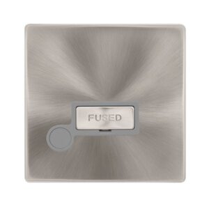 Click Definity Complete 13A Ingot Fused Connection Unit With Optional Flex Outlet Brushed Steel Cover Plate Grey Insert