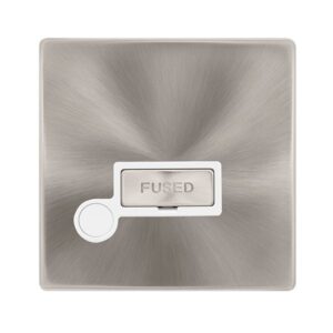 Click Definity Complete 13A Ingot Fused Connection Unit With Optional Flex Outlet Brushed Steel Cover Plate Polar White Insert