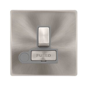 Click Definity Complete 13A Ingot Switched Fused Connection Unit With Optional Flex Outlet Brushed Steel Cover Plate Grey Insert