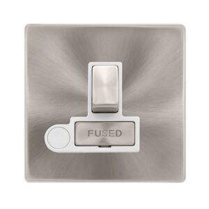 Click Definity Complete 13A Ingot Switched Fused Connection Unit With Optional Flex Outlet Brushed Steel Cover Plate Polar White Insert