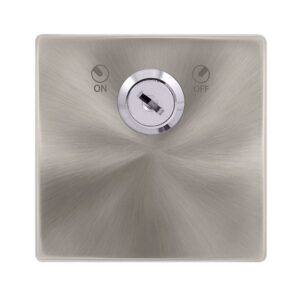 Click Definity Complete 20A Double Pole Key Lockable Switch Brushed Steel Cover Plate