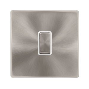 Click Definity Complete 20A Ingot Double Pole Switch Brushed Steel Cover Plate Polar White Insert