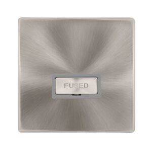 Click Definity Complete 13A Ingot Fused Connection Unit Brushed Steel Cover Plate Grey Insert