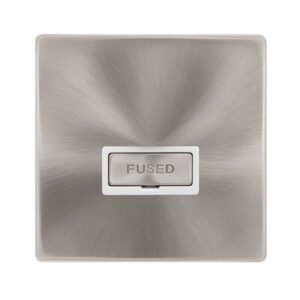Click Definity Complete 13A Ingot Fused Connection Unit Brushed Steel Cover Plate Polar White Insert