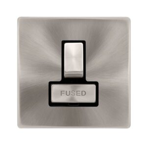 Click Definity Complete 13A Ingot Switched Fused Connection Unit Brushed Steel Cover Plate Black Insert