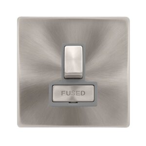 Click Definity Complete 13A Ingot Switched Fused Connection Unit Brushed Steel Cover Plate Grey Insert