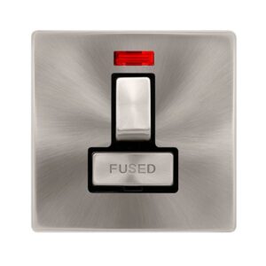 Click Definity Complete 13A Ingot Switched Fused Connection Unit With Neon Brushed Steel Cover Plate Black Insert