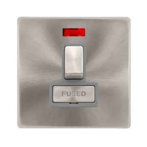 Click Definity Complete 13A Ingot Switched Fused Connection Unit With Neon Brushed Steel Cover Plate Grey Insert