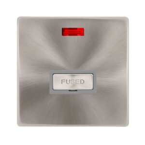 Click Definity Complete 13A Ingot Fused Connection Unit With Neon Brushed Steel Cover Plate Grey Insert