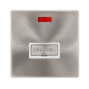Click Definity Complete 13A Ingot Fused Connection Unit With Neon Brushed Steel Cover Plate Polar White Insert