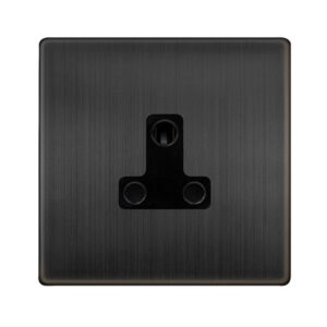 Click Definity Complete 5A Round Pin Socket Matt Bronze Cover Plate Black Insert