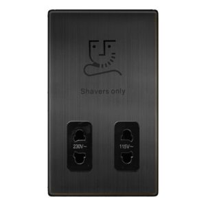 Click Definity Complete 115/230V Dual Voltage Shaver Socket Matt Bronze Cover Plate Black Insert